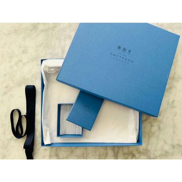 Smythson Box Set Large & Small Ribbon & Tissue EUC Display Gift Storage - Picture 2 of 5